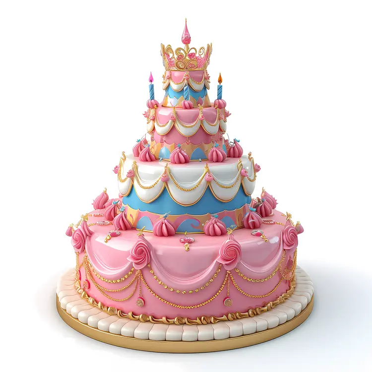 Multi-tiered Crown Cake for Birthday Celebration