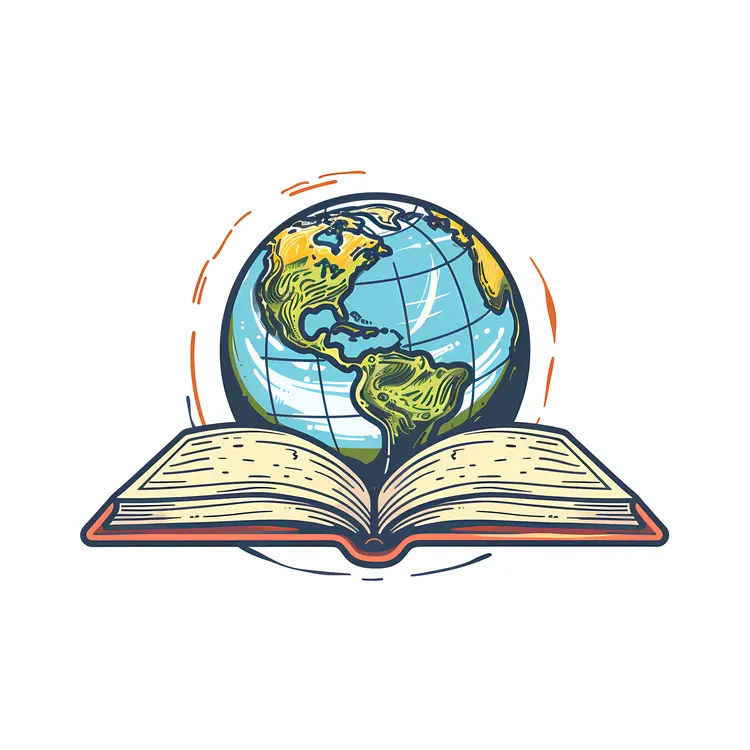 Globe Emerging from Book