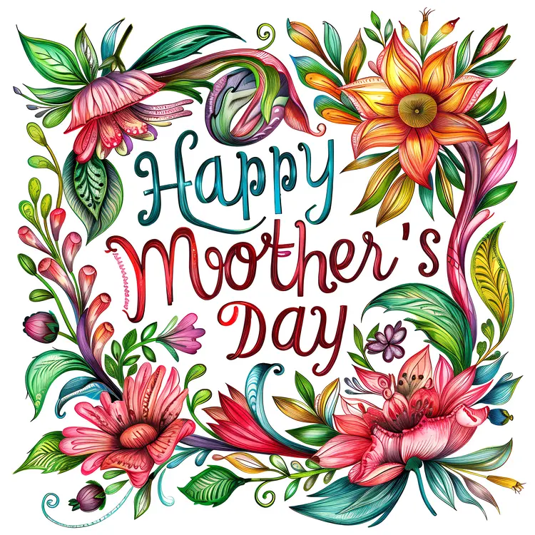 Artistic Mother's Day Card with Flowers