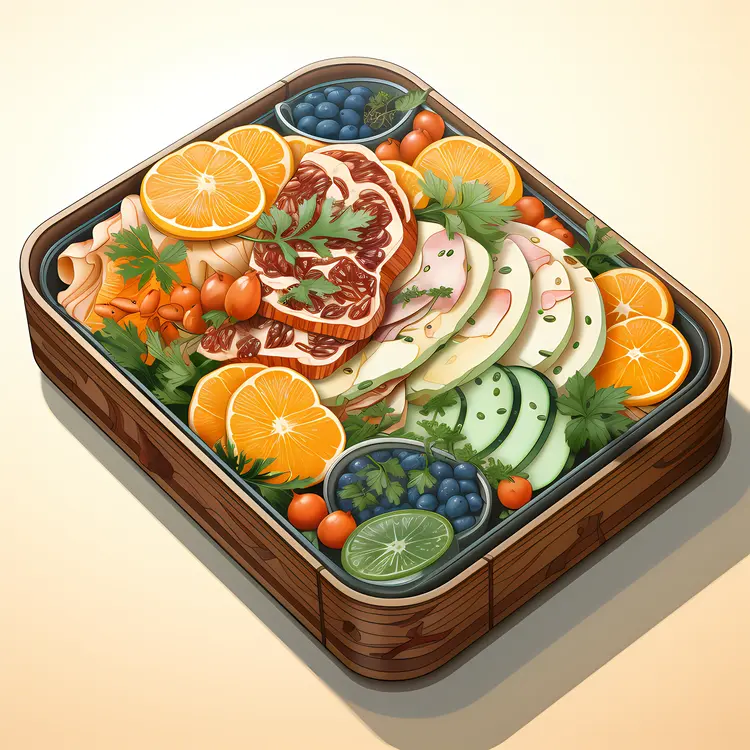 Colorful Bento Box with Fruits and Vegetables