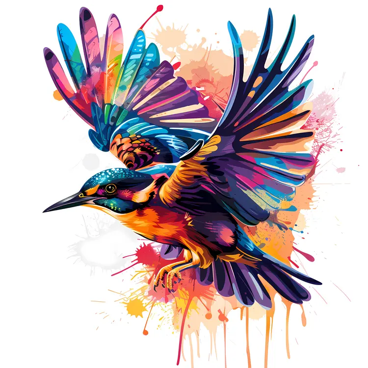 Colorful Flying Bird Illustration