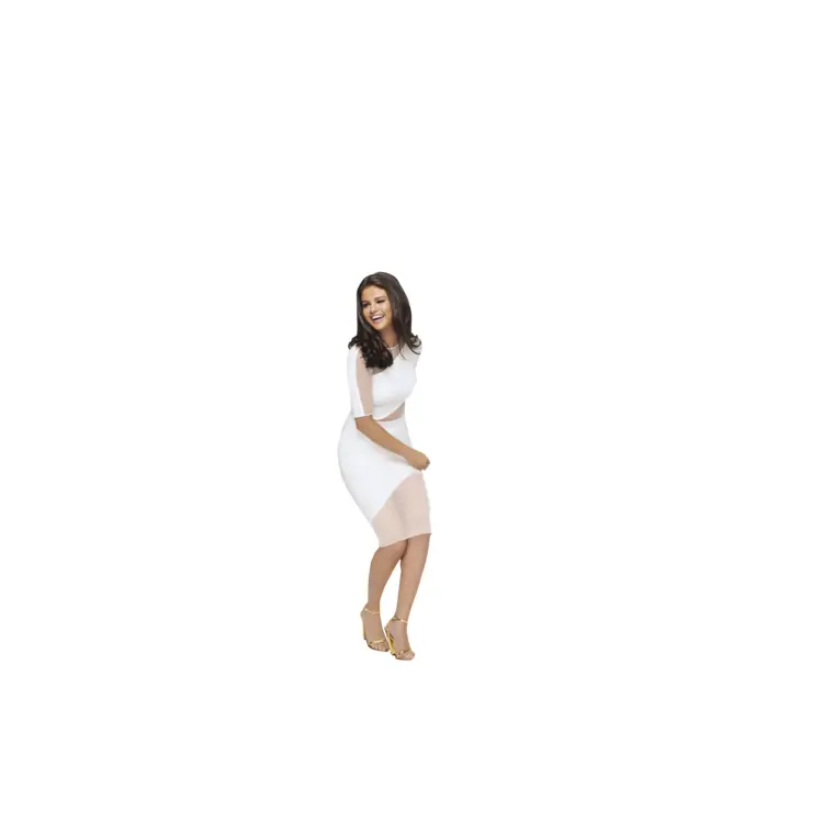 Smiling Woman in White Dress