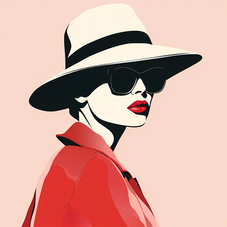 Elegant Woman in Hat and Sunglasses