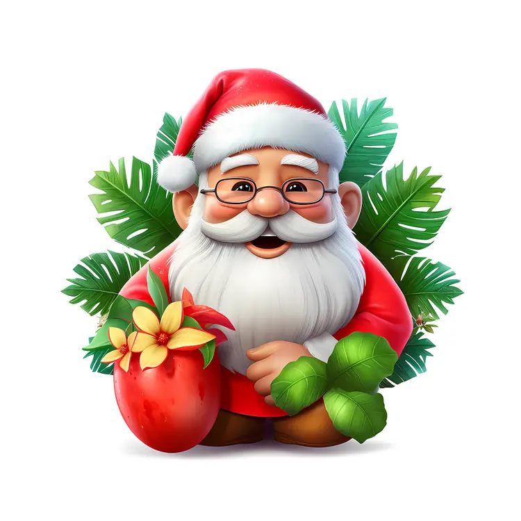Santa with Gift Bag and Glasses