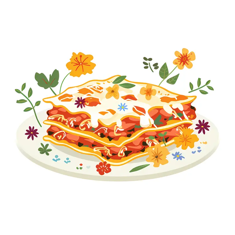 Artistic Lasagna with Floral Decorations