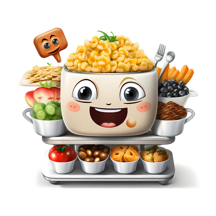 Cartoon Food with Vegetables and Fruits