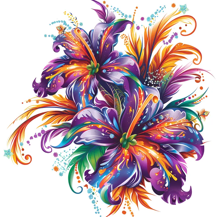 Purple and Orange Floral Art