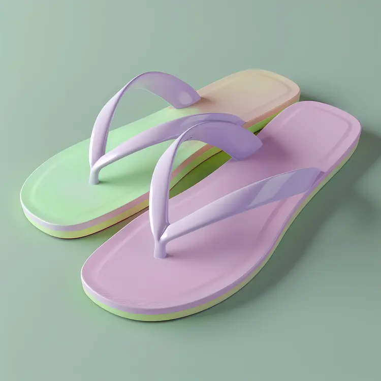 Pastel Flip Flops on Green Background