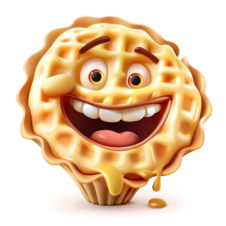 Smiling Waffle with Syrup Illustration