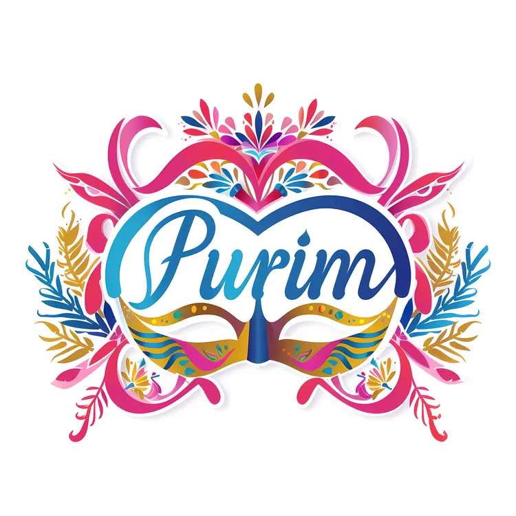 Decorative Purim Mask Illustration