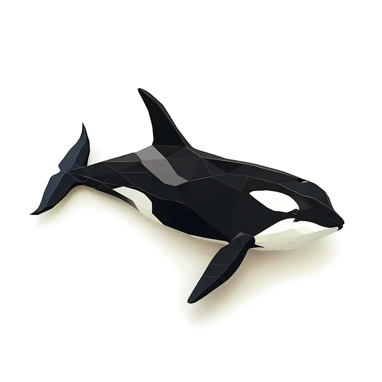 Geometric Illustration of a Black and White Orca Whale