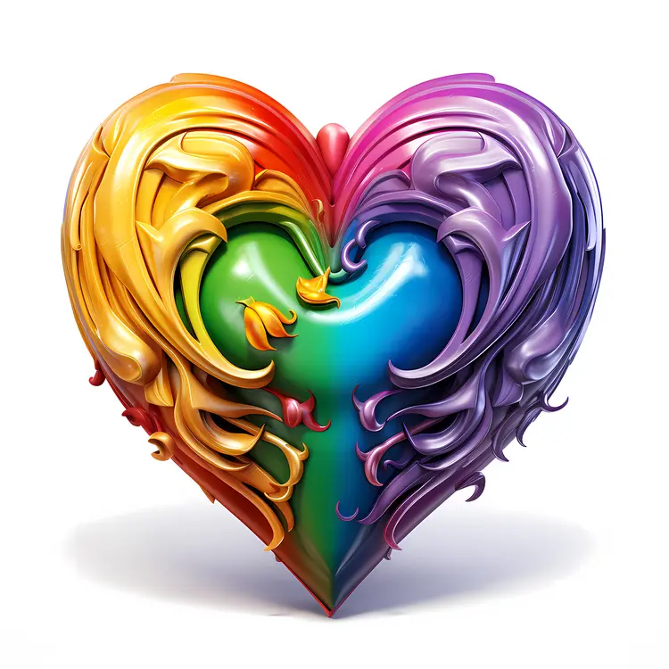 Intricate Rainbow Heart Sculpture
