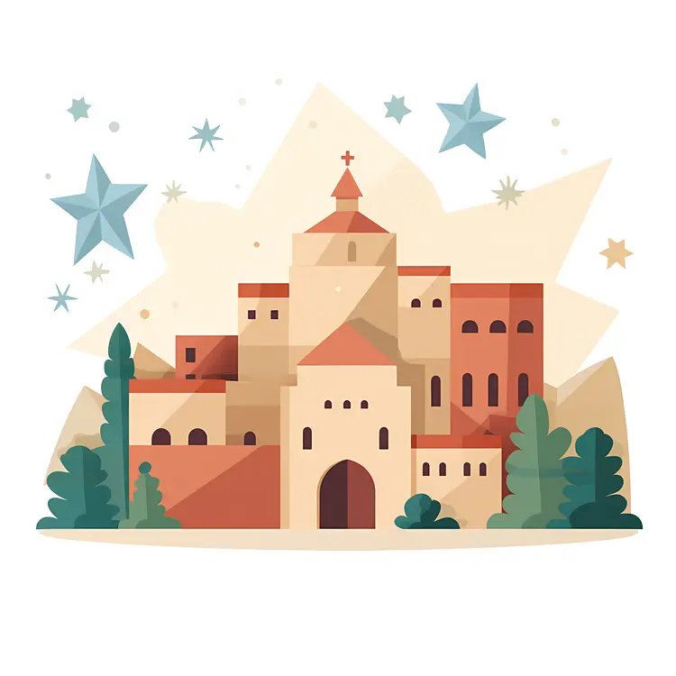 Castle Illustration with Starry Sky