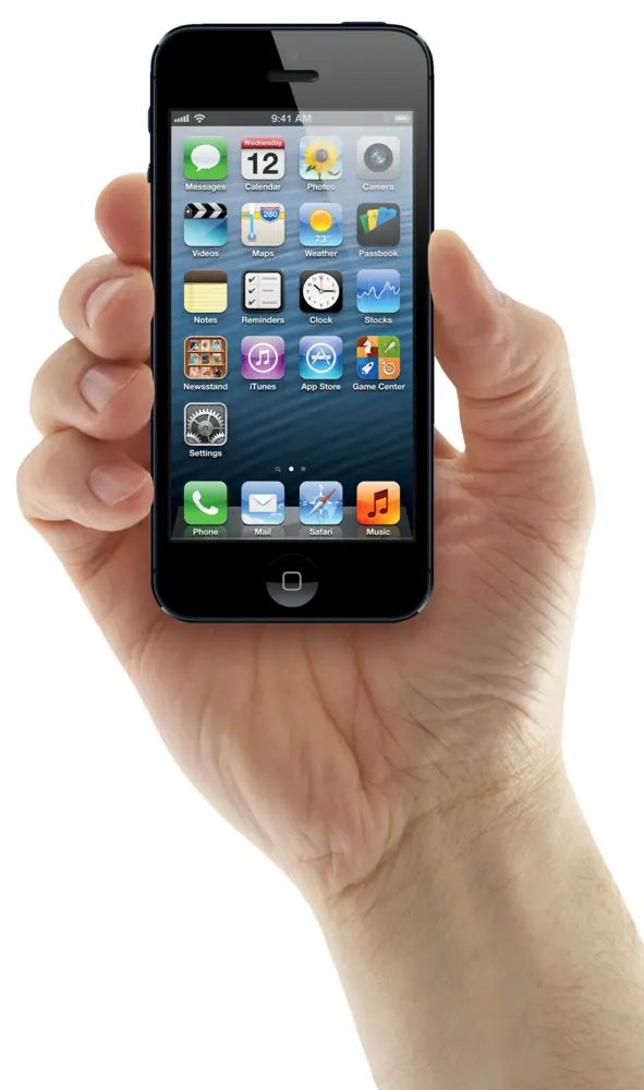 Hand Holding Black Smartphone with Apps