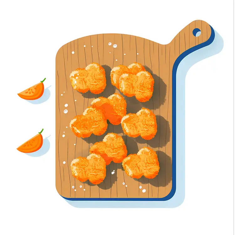 Chicken Nuggets on a Wooden Cutting Board