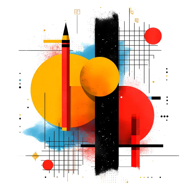 Geometric Shapes with Grid and Colorful Design