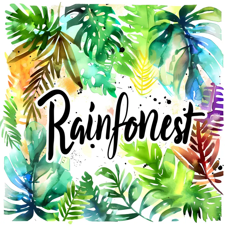 Rainforest Illustration with Green Leaves