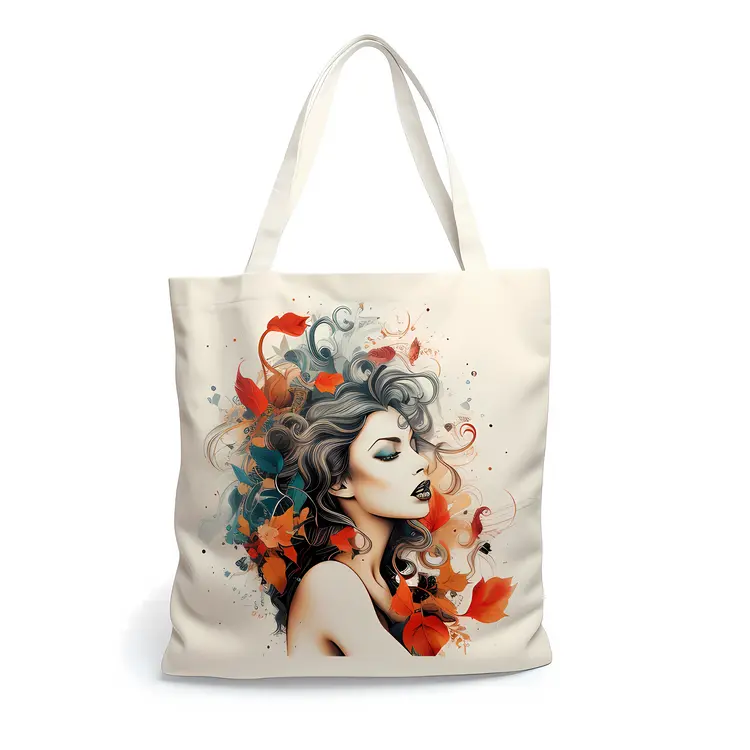 Floral Hair Tote Bag with Artistic Design