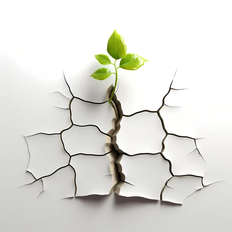 Green Plant Sprouting from Cracked Earth