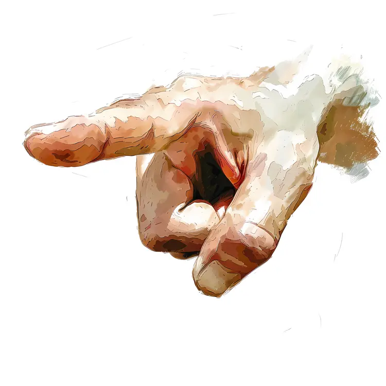 Watercolor Pointing Hand Illustration