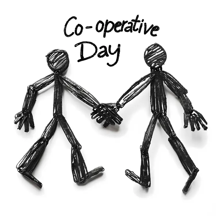 Black and White Cooperative Day Illustration