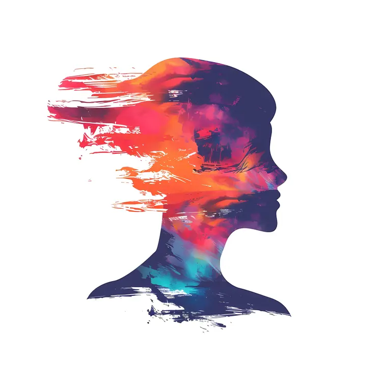 Abstract Colorful Profile Silhouette
