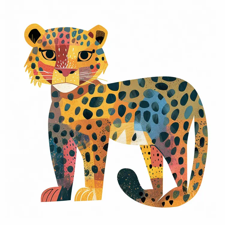 Colorful Leopard Illustration with Artistic Spots
