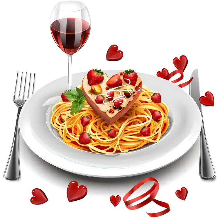 Romantic Dinner with Heart-shaped Food