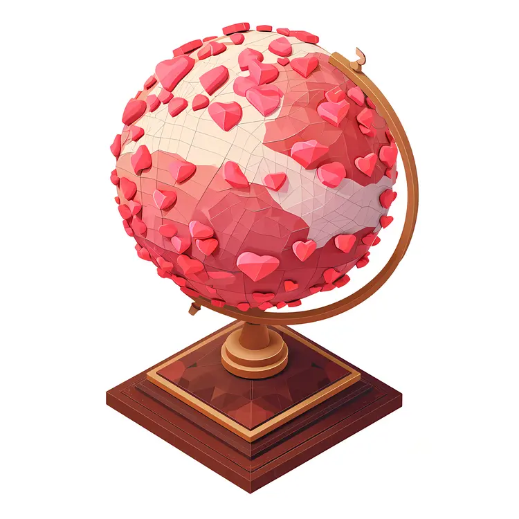 Heart Globe with Scattered Hearts