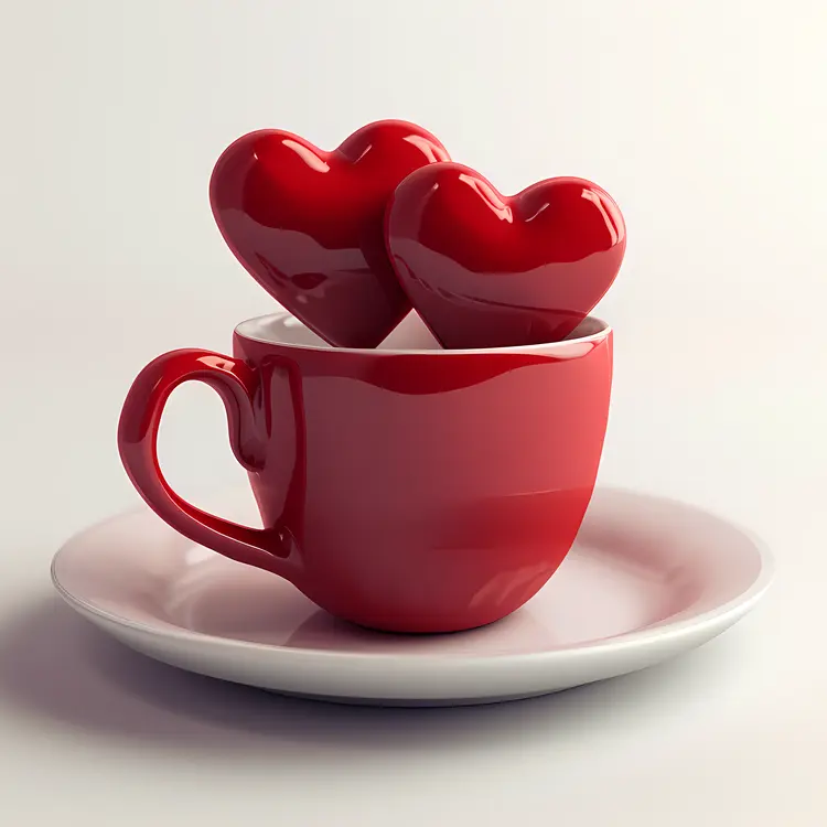 Red Cup with Hearts for Valentine's Day