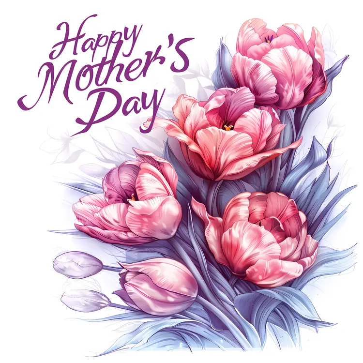 Happy Mother's Day with Pink Tulips