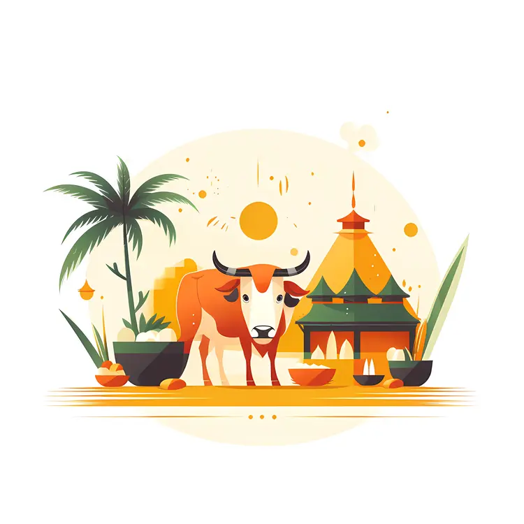 Cow Standing Near Temple