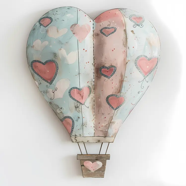 Heart-shaped Hot Air Balloon with Pink Hearts
