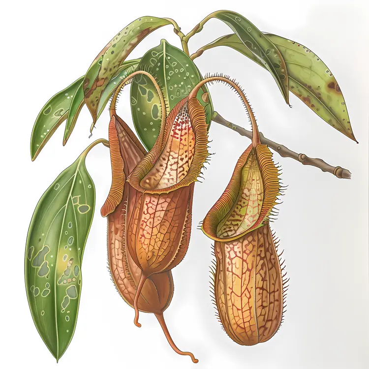 Brown and Green Pitcher Plants Illustration