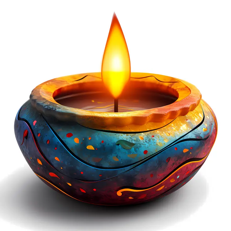 Colorful Decorative Candle with Flame