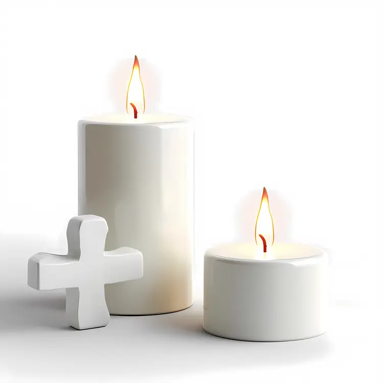 White Candles with Cross