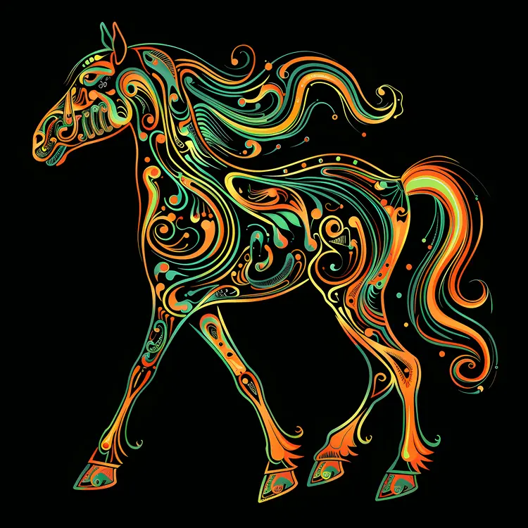 Colorful Artistic Horse Illustration