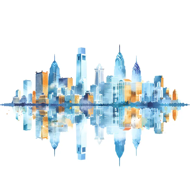 City Skyline with Water Reflection