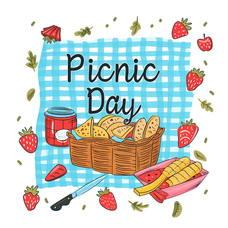 Picnic Day with Basket and Food