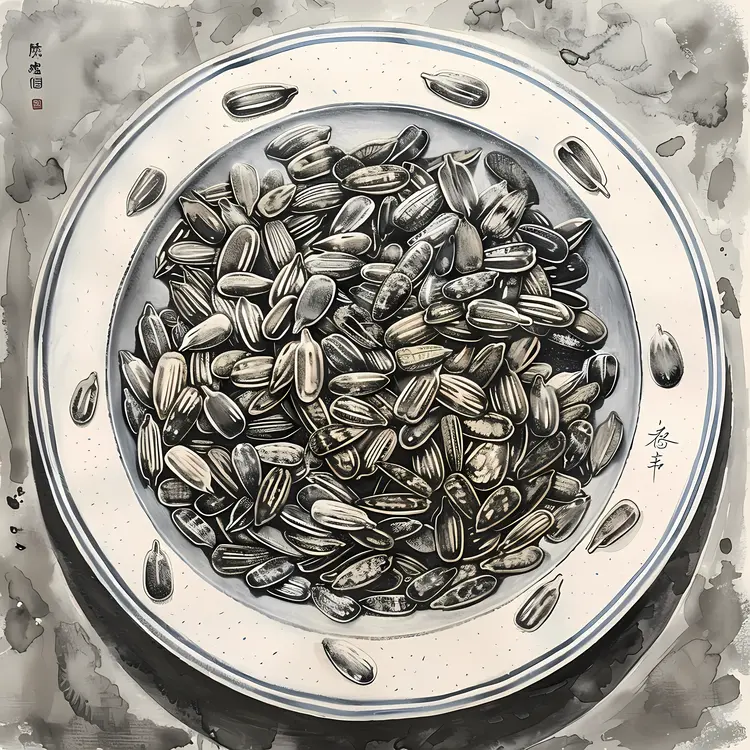White Plate of Sunflower Seeds