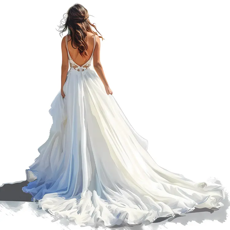 Woman in Flowing White Gown