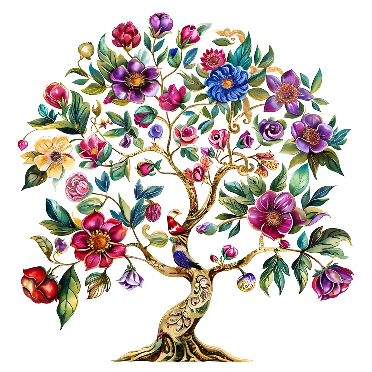 Colorful Flower Tree Illustration