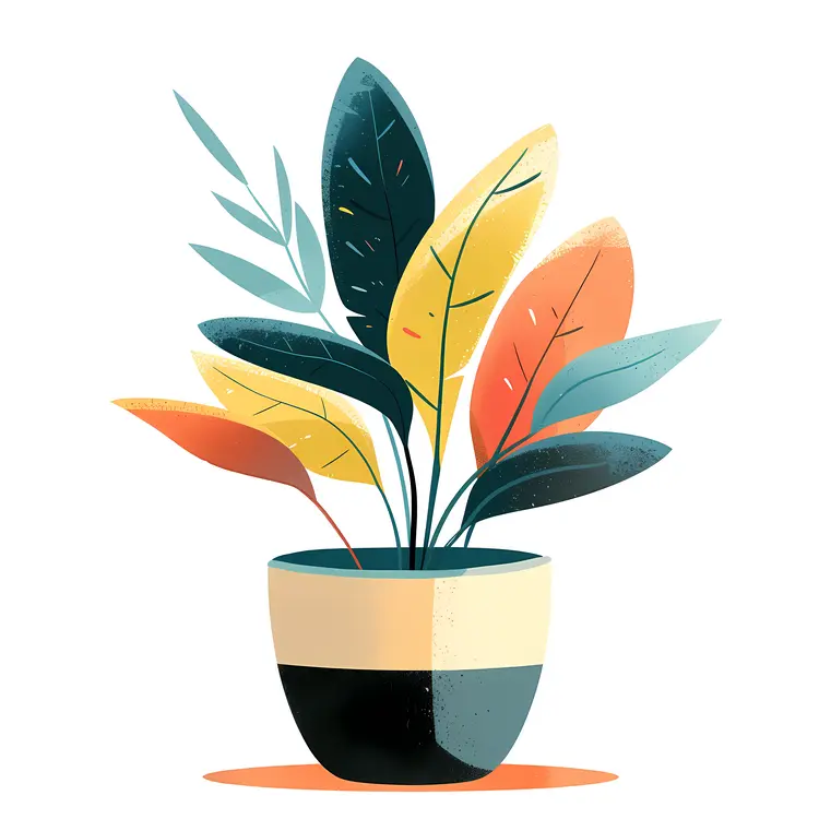 Colorful Leaves in a Potted Plant