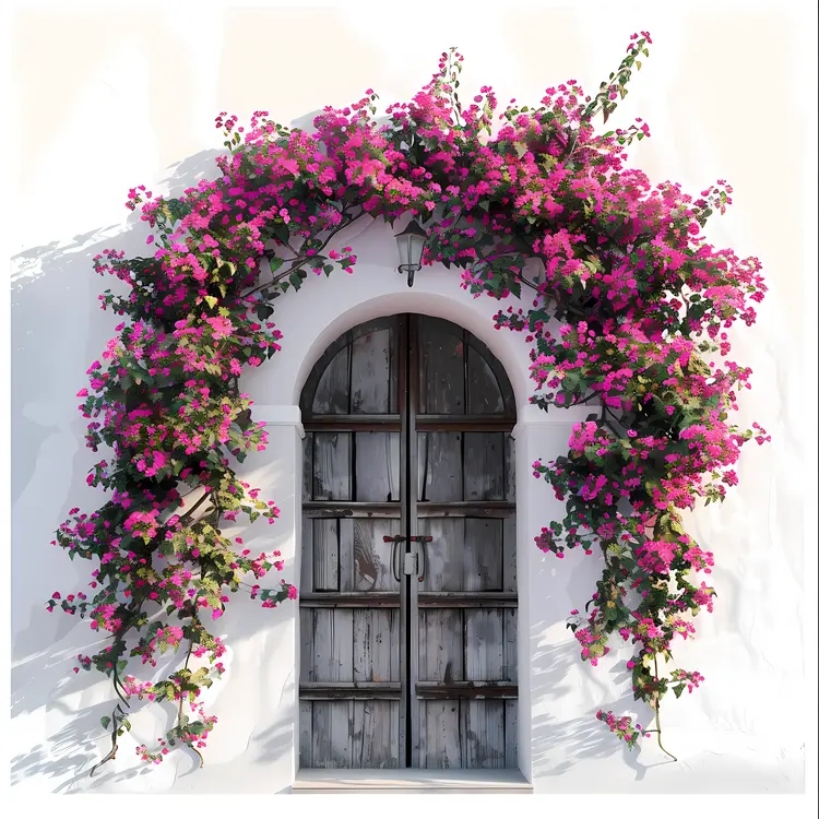 Rustic Floral Arch with Pink Flowers