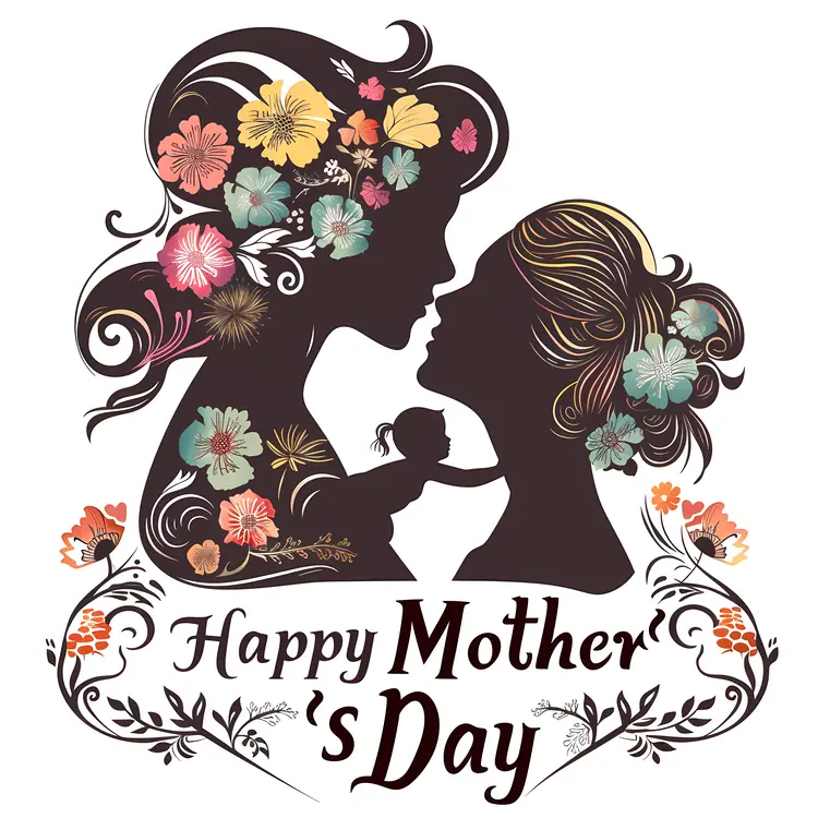 Silhouette of Mother and Child for Mother's Day