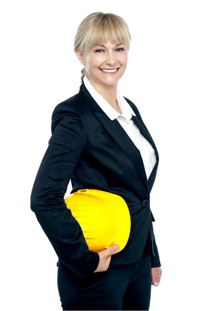 Smiling Businesswoman Holding Hard Hat