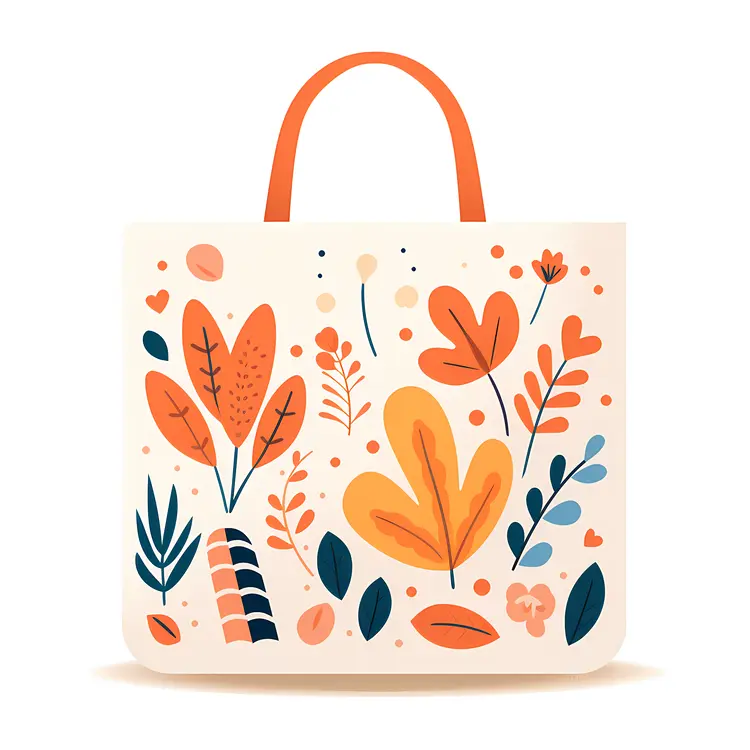Autumn Floral Tote Bag with Leaves and Flowers