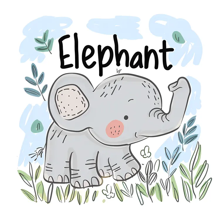 Cute Elephant in Grass