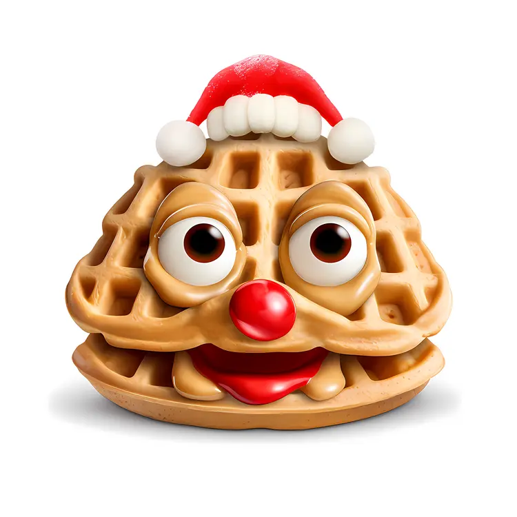 Cute Waffle with Santa Hat