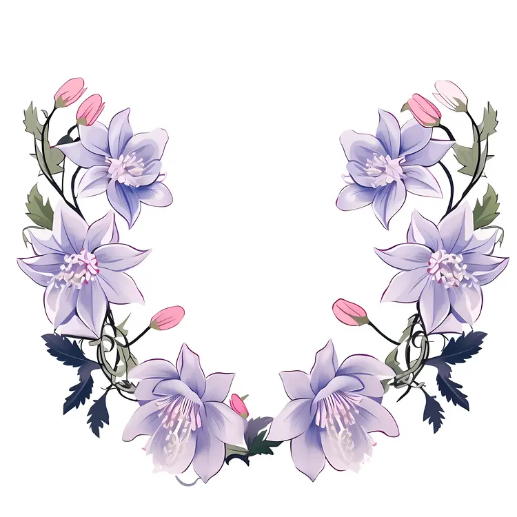 Purple Flowers in a Floral Frame